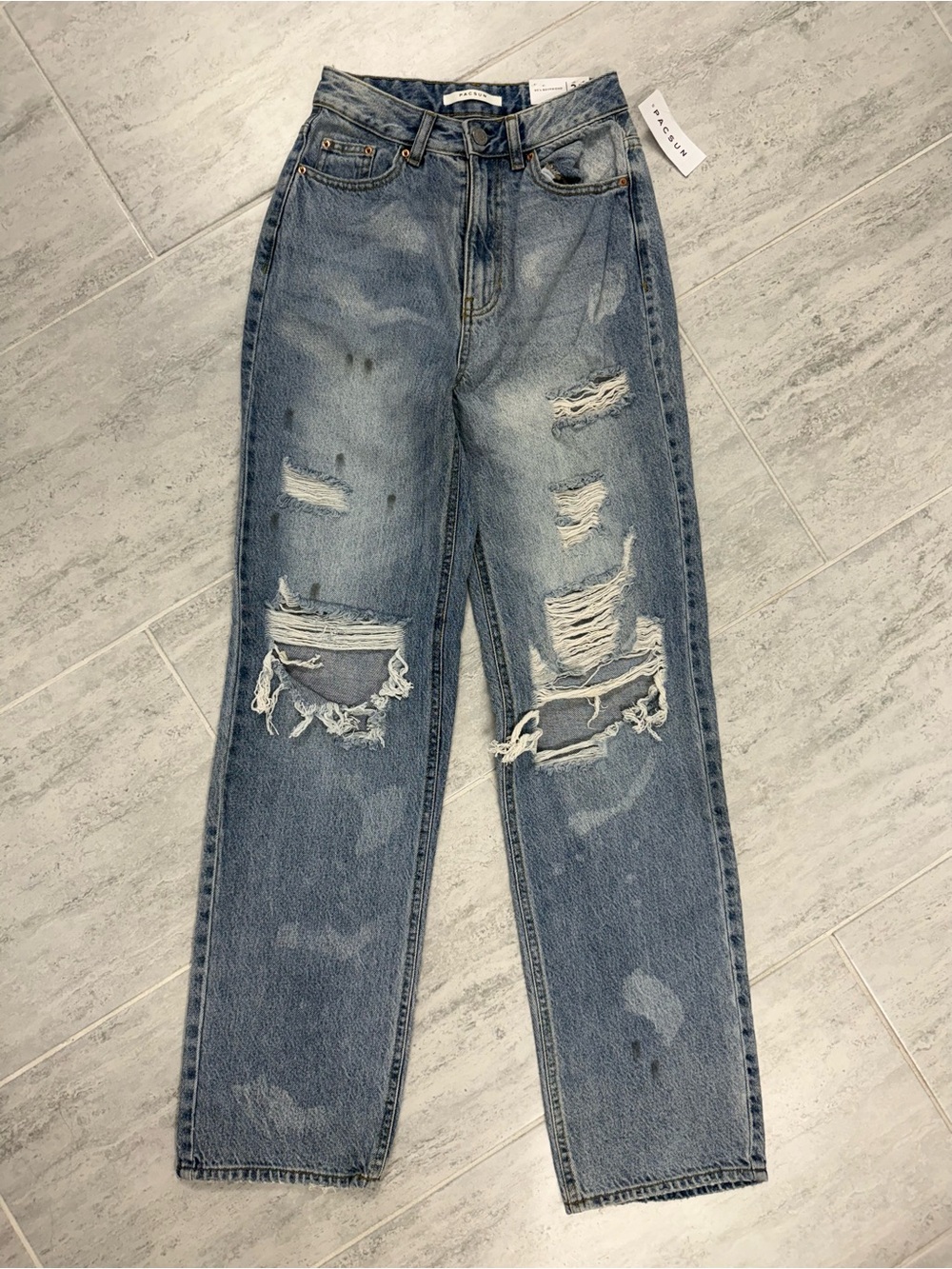 PacSun Distressed Boyfriend Jeans - Light Blue Wash